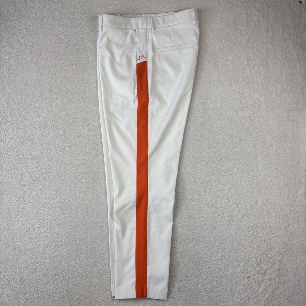 J. LINDEBERG Ross Golf Pants Mens 33/28 White/Orange Modern Stretch Performance
